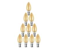 paul russells LED Candle Filament Light - 2.5W 20W Equivalent Replacement, 200LM Lumens, 2200K Extra Warm White, SBC B15 Small Bayonet Cap C35 Bulbs - Energy Saving Non-Dimmable Lamps - Pack of 10