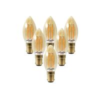 paul russells LED Candle Filament Light - 2.5W 20W Equivalent Replacement, 200LM Lumens, 2200K Extra Warm White, SBC B15 Small Bayonet Cap C35 Bulbs - Energy Saving Non-Dimmable Lamps - Pack of 6