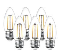 paul russells LED Candle Filament Light - 2.5W 25W Equivalent Replacement, 250LM Lumens, 2700K Warm White, ES E27 Edison Screw C35 Bulbs - Bright Energy Saving Non-Dimmable Lamps - Pack of 6