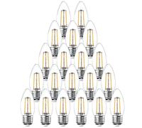 paul russells LED Candle Filament Light - 2.5W 25W Equivalent Replacement, 250LM Lumens, 2700K Warm White, ES E27 Edison Screw C35 Bulbs - Bright Energy Saving Non-Dimmable Lamps - Pack of 20