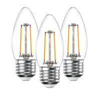 paul russells LED Candle Filament Light - 2.5W 25W Equivalent Replacement, 250LM Lumens, 2700K Warm White, ES E27 Edison Screw C35 Bulbs - Bright Energy Saving Non-Dimmable Lamps - 3 Pack