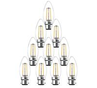 paul russells LED Candle Filament Light - 2.5W 25W Equivalent Replacement, 250LM Lumens, 2700K Warm White, BC B22 Bayonet Cap C35 Bulbs - Bright Energy Saving Non-Dimmable Lamps - Pack of 10
