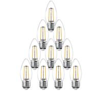 paul russells LED Candle Filament Light - 2.5W 25W Equivalent Replacement, 250LM Lumens, 2700K Warm White, ES E27 Edison Screw C35 Bulbs - Bright Energy Saving Non-Dimmable Lamps - Pack of 10