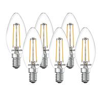 paul russells LED Candle Filament Light - 2.5W 25W Equivalent Replacement, 250LM Lumens, 2700K Warm White, SES E14 Small Edison Screw C35 Bulbs - Bright Energy Saving Non-Dimmable Lamps - 6 Pack