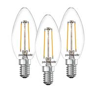 paul russells LED Candle Filament Light - 2.5W 25W Equivalent Replacement, 250LM Lumens, 2700K Warm White, SES E14 Small Edison Screw C35 Bulbs - Bright Energy Saving Non-Dimmable Lamps - 3 Pack