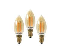 paul russells LED Candle Filament Light - 4.5W 35W Equivalent Replacement, 400LM Lumens, 2200K Extra Warm White, SES E14 Small Edison Screw C35 Bulbs - Energy Saving Non-Dimmable Lamps - Pack of 3