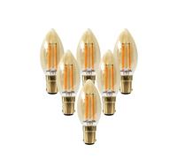 paul russells LED Candle Filament Light - 4.5W 35W Equivalent Replacement, 400LM Lumens, 2200K Extra Warm White, SBC B15 Small Bayonet Cap C35 Bulbs - Energy Saving Non-Dimmable Lamps - Pack of 6