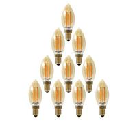 paul russells LED Candle Filament Light - 4.5W 35W Equivalent Replacement, 400LM Lumens, 2200K Extra Warm White, SES E14 Small Edison Screw C35 Bulbs - Energy Saving Non-Dimmable Lamps - Pack of 10