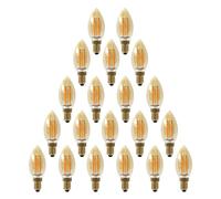 paul russells LED Candle Filament Light - 4.5W 35W Equivalent Replacement, 400LM Lumens, 2200K Extra Warm White, SES E14 Small Edison Screw C35 Bulbs - Energy Saving Non-Dimmable Lamps - Pack of 20