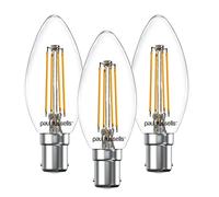 Paul Russells C35 Led Candle Filament B15 Bulb, 4.5W 40W Eq, 470Lm, 2700K Warm White, Non-Dimmable, 3 Pack