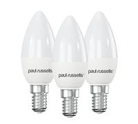 paul russells LED Candle - Small Edison Dimmable Screw Light, 5.5W E14 C37 LED Bulbs, 40w Equivalent, 2700K Warm White, Dimmer SES Energy Saving Ceiling Lightsbulbs, Pack of 3