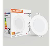 paul russells LED Ceiling Downlights, 4W Slim Recessed Bathroom Downlights, Kitchen Ceilings, 300 Lumens, 6500K Bright Daylight, Cutout 70-80mm, Round Non-Dimmable Panel Spotlights, 1 Pack