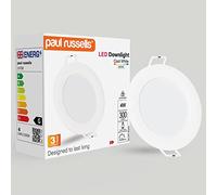 paul russells LED Ceiling Downlights, 4W Slim Recessed Bathroom Downlights, Kitchen Ceilings, 300 Lumens, 4000K Cool/Natural White, Cutout 70-80mm, Round Non-Dimmable Panel Spotlights, 1 Pack
