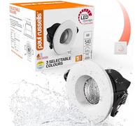 paul russells LED Recessed Downlight, Dimmable Warm/Cool/Day White 3 Adjustable CCT, 6Watt, IP65 Water, Dust & Fireproof Round Spotlight with Fixed Bulb and White Bezel Ceiling Lights, 1 Pack