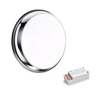 paul russells LED Ceiling & Wall Light Slimline Bulkhead, Adjust 12W/16W/20W - 120Lm/W, 3CCT 3000K/4000K/6500K, IP65, Chrome Bezel, Modern Security Sensor Light for Commercial, Hallway, Outdoor