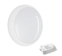 paul russells LED Ceiling & Wall Light Slimline Bulkhead, Adjust 12W/16W/20W - 120Lm/W, 3CCT 3000K/4000K/6500K, IP65, White Bezel, Emergency 3hrs Lighting for Commercial, Hallway, Outdoor Use