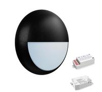 paul russells LED Ceiling & Wall Light Slimline Bulkhead, Adjust 12W/16W/20W - 120Lm/W, 3CCT 3000K/4000K/6500K, IP65, Eyelid Black Bezel, 3hrs Emergency & Sensor Light for Commercial, Hallway, Outdoor