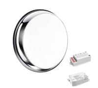 paul russells LED Ceiling & Wall Light Slimline Bulkhead, Adjust 12W/16W/20W - 120Lm/W, 3CCT 3000K/4000K/6500K, IP65, Chrome Bezel, 3hrs Emergency & Sensor Light for Commercial, Hallway, Outdoor