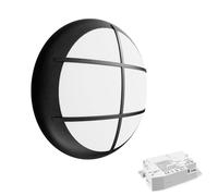 paul russells LED Ceiling & Wall Light Slimline Bulkhead, Adjust 12W/16W/20W - 120Lm/W, 3CCT 3000K/4000K/6500K, IP65, Grill Black Bezel, Emergency 3hrs Lighting for Commercial, Hallway, Outdoor Use