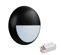 paul russells LED Ceiling & Wall Light Slimline Bulkhead, Adjust 12W/16W/20W - 120Lm/W, 3CCT 3000K/4000K/6500K, IP65, Eyelid Black Bezel, Modern Security Sensor Light for Commercial, Hallway, Outdoor