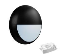 paul russells LED Ceiling & Wall Light Slimline Bulkhead, Adjust 12W/16W/20W - 120Lm/W, 3CCT 3000K/4000K/6500K, IP65, Eyelid Black Bezel, Emergency 3hrs Lighting for Commercial, Hallway, Outdoor Use