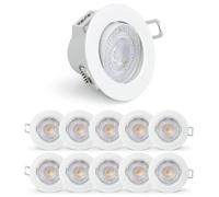 paul russells LED Dimmable Recessed Tilt Downlight, 6Watt 570LM, Warm/Cool/Day White 3 Adjustable CCT, IP44, Round Spotlight for Kitchen, Living, Hall & Bathroom Ceiling Light, 10-Packs (White)