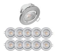 paul russells LED Dimmable Recessed Tilt Downlight, 6Watt 570LM, Warm/Cool/Day White 3 Adjustable CCT, IP44, Round Spotlight for Kitchen, Living, Hall & Bathroom Ceiling Light, 10-Packs (Chrome)