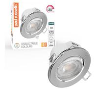 paul russells LED Dimmable Recessed Tilt Downlight, 6Watt 570LM, Warm/Cool/Day White 3 Adjustable CCT, IP44, Round Spotlight for Kitchen, Living, Hall & Bathroom Ceiling Light, 1 Pack (Chrome)