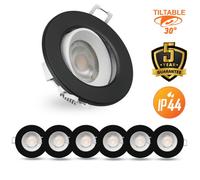 Paul Russells Led Downlight Black Non-Dimmable Tilt Recessed Ceiling Spotlight 4.8W 390 Lumens, Ip44, Warm White 3000K Pack Of 6