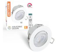 Paul Russells Led Downlight White Dimmable Tilt Recessed Ceiling Spotlight 6W 570 Lumens, Ip44, Colour Changeable Cct3