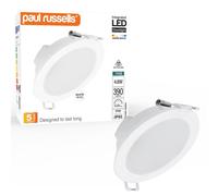 Paul Russells Led Downlight White Non-Dimmable Fixed Ceiling Spotlight 4.8W 390 Lumens, Ip65, Warm White 3000K Pack Of 1