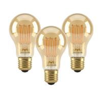 Paul Russells Led E27 Bulb, A60 Gls Classic, 7W To 50W Equiv, 600Lm Dimmable, Amber Glass, 2200K Warm White, 3 Pack