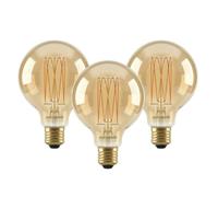 Paul Russells Led E27 Bulb, G95 Globe Vintage, 7W To 50W Equiv, 600Lm Dimmable, Amber Glass, 2200K Warm White, 3 Pack