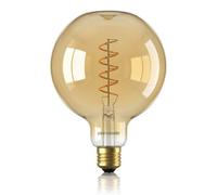 Paul Russells Led E27 G125 Globe Bulb Spiral Filament 4W To 25W Equivalent 250Lm Dimmable Golden Tint Amber Glass 1800K Warm White