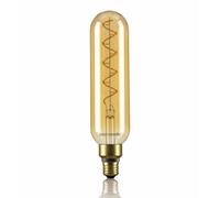 Paul Russells Led E27 Screw Filament Bulb, T65 Vintage Tubular, 4.5W To 25W, 250Lm Dimmable, Amber Glass, 1800K Extra Warm White