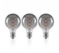 Paul Russells Led Filament Bulb E27 4.5W 15W Equivalent 140Lm Dimmable G80 Edison Screw Warm White 1800K Smoked Glass 3 Pack
