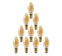 paul russells LED Filament Candle - Dimmable Small Bayonet Cap B15 Light Bulbs, 4.5Watt 423LM C35 Bulbs, 40w Equivalent, 2200K Extra Warm White Dimmer SBC Energy Saving Chandelier Lamps, 10 Pack