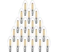 Paul Russells Led Filament Candle Light Bulb 4.5W 470Lm E14 Small Edison Screw Cap 2700K Warm White Clear C35 Non Dimmable 20 Pack