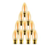 paul russells LED Filament Candle - Dimmable Bayonet Cap B22 Light Bulbs, 4.5Watt 423LM C35 Bulbs, 40w Equivalent, 2200K Extra Warm White Dimmer BC Energy Saving Chandelier Lamps, 10 Pack