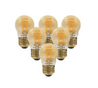 paul russells Dimmable Filament Golf Ball LED Bulbs, Edison Screw, E27, ES, 4,5Watt 423LM G45 40w Equivalent, Mini Globe 2200K Amber, Energy Saving, Decorative Chandelier Lamps, Pack of 6