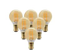 paul russells Dimmable Filament Golf Ball LED Bulbs, Small Bayonet Cap, B15, SBC, 4.5Watt 423LM G45 40w Equivalent, Mini Globe 2200K Amber, Energy Saving, Decorative Chandelier Lamps, Pack of 6