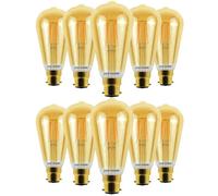 Paul Russells Led Filament Dimmable St64 Bulb, Bc B22, 7W 725 Lumens, 60W Equivalent, 2200K Extra Warm White Amber, Pack Of 10