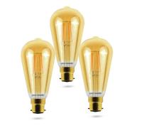 paul russells LED Filament ST64 - Dimmable Bayonet Cap Fittings B22 LED Bulbs, 7Watt 725Lumens Antique Light Bulbs, 60w Equivalent, 2200K Extra Warm White Dimmer BC Energy Saving Décor Lamps, 3 Pack