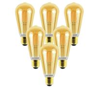 paul russells LED Filament ST64 - Dimmable Edison Screw Fittings E27 LED Bulbs, 7Watt 725Lumens Antique Light Bulbs, 60w Equivalent, 2200K Extra Warm White Dimmer ES Energy Saving Décor Lamps, 6 Pack