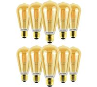 Paul Russells Led Filament Dimmable St64 Bulb, Es E27, 7W 725 Lumens, 60W Equivalent, 2200K Extra Warm White Amber, Pack Of 10