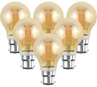 paul russells B22 Bayonet Cap LED Filament - 7Watt 50W Equivalent 680LM Lumens 2200K BC Standard GLS A60 - Amber Bright Energy Saving Light Non-Dimmable - Extra Warm White Bulbs - Pack of 6