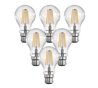 paul russells LED Filament GLS - Dimmable Bayonet Cap Fittings B22 Light Bulbs, 7Watt 806Lumens Classic A60 LED Bulbs, 60w Equivalent, 2700K Warm White Dimmer BC Energy Saving Lamps, 6 Pack