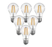 paul russells LED Filament GLS - Dimmable Edison Screw Fittings E27 Light Bulbs, 7Watt 806Lumens Classic A60 LED Bulbs, 60w Equivalent, 2700K Warm White Dimmer ES Energy Saving Lamps, 6 Pack