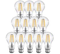 paul russells LED Filament GLS Light Bayonet Cap B22, 40w Equivalent A60 GLS Standard Globe 4.5W 470LM LED 2700K Warm White, Replacement Bulb Celling Fittings BC Energy Saving Lamps, Pack of 12
