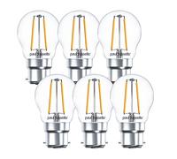 paul russells LED Filament Golf Ball Light Bayonet Cap B22, 25w Equivalent Bulb, 2.5W 250LM Mini Globe G45 LED Bulbs, 2700K Warm White, Energy Saving Chandelier Lightbulbs, Pack of 6